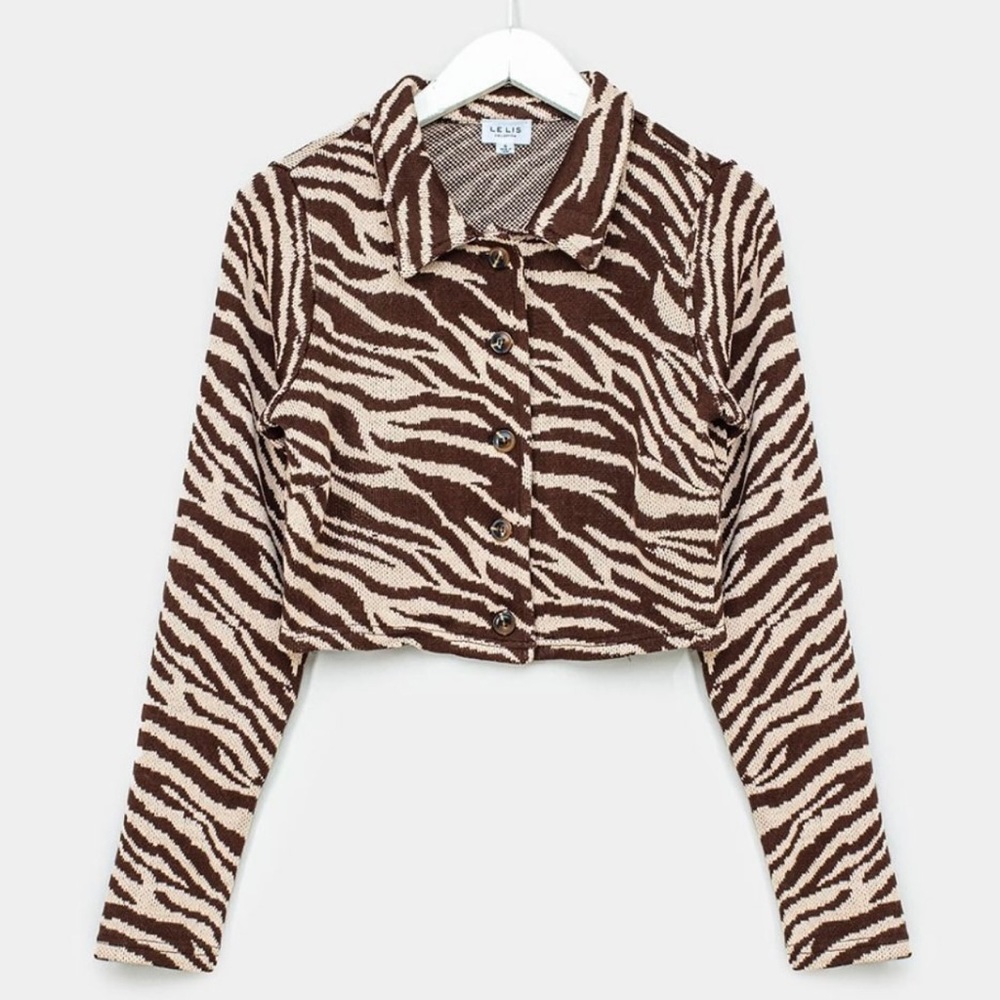 Lelis zebra printed knit cardigan top